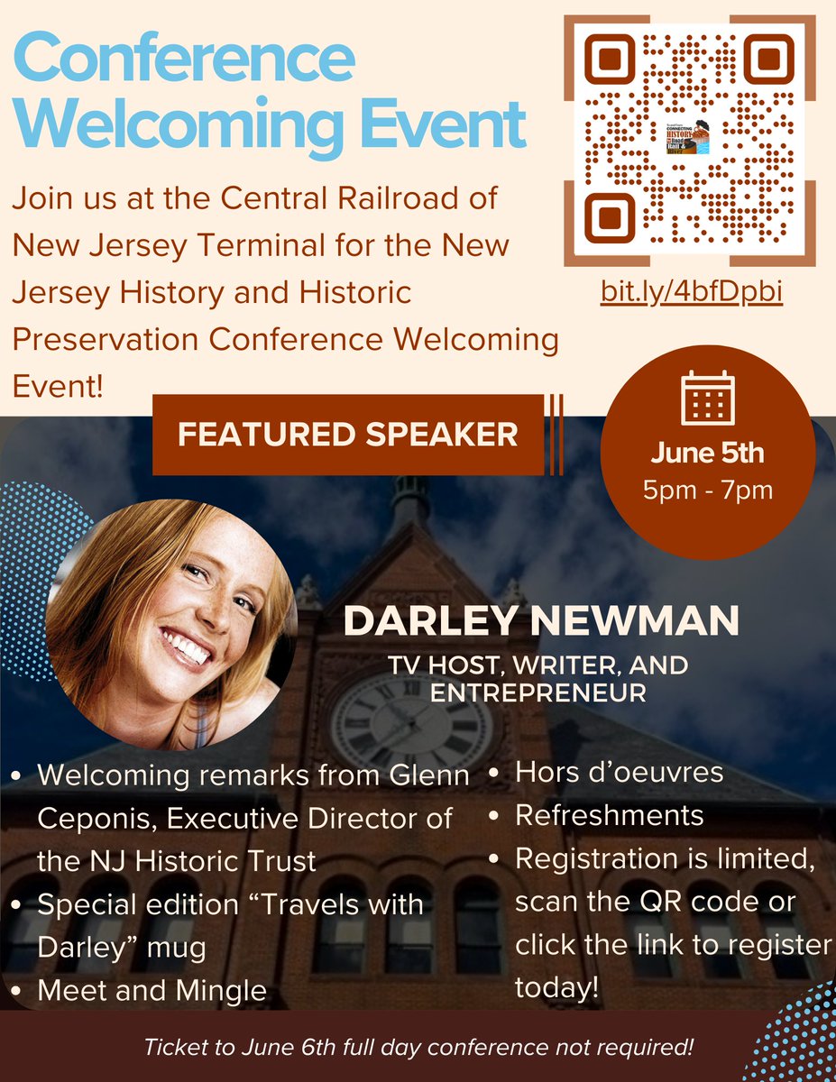 Join me June 5th in #NewJersey @njhistorictrust Conference Welcome Event! shorturl.at/uBEW4 #history #preservation #travel