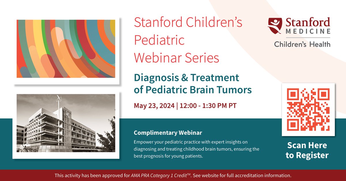 🧠 Join us next week for a complimentary @StanfordChild webinar on Pediatric #BrainTumors with @StanfordNsurg expert Dr. Laura Marie Prolo.  

Learn about diagnosis, treatment & the importance of follow-up care. #MedEd #CME #BrainTumorAwarenessMonth 

👉stanford.cloud-cme.com/course/courseo…