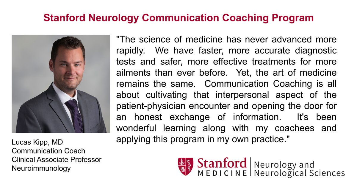 The innovative Stanford Neurology Communication Coaching Program provides longitudinal faculty support to neurology residents learning the art of medicine. #ResidentCoaching #Communication Learn more about our program: med.stanford.edu/neurology/educ…