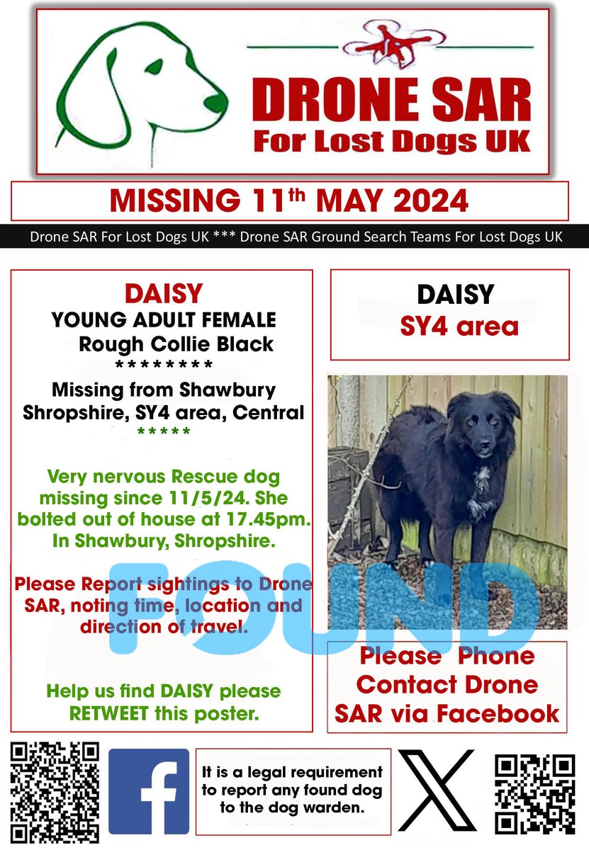 #Reunited DAISY has been Reunited well done to everyone involved in her safe return 🐶😀 #HomeSafe #DroneSAR