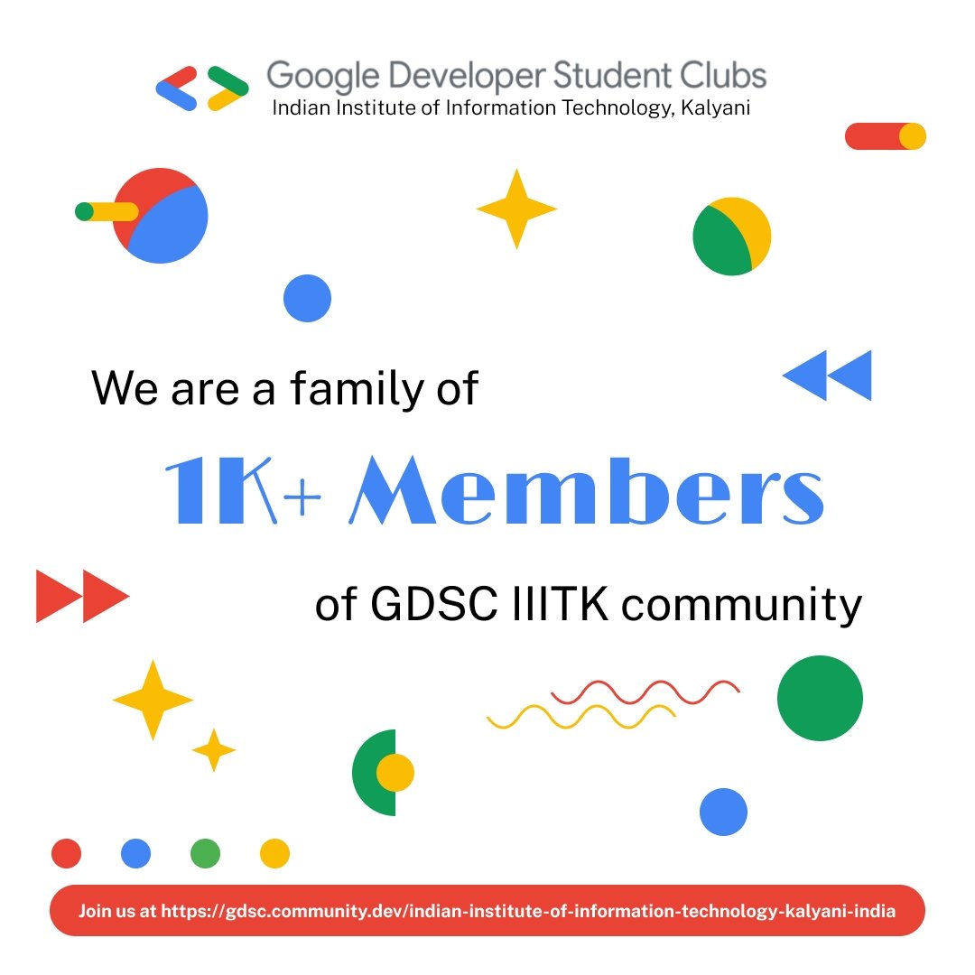 Whoa, 1k strong and counting! 🌠

Our GDSC IIITK community is growing faster than our codebase! 💪 🚀

Here's to celebrating more milestones! ⚡