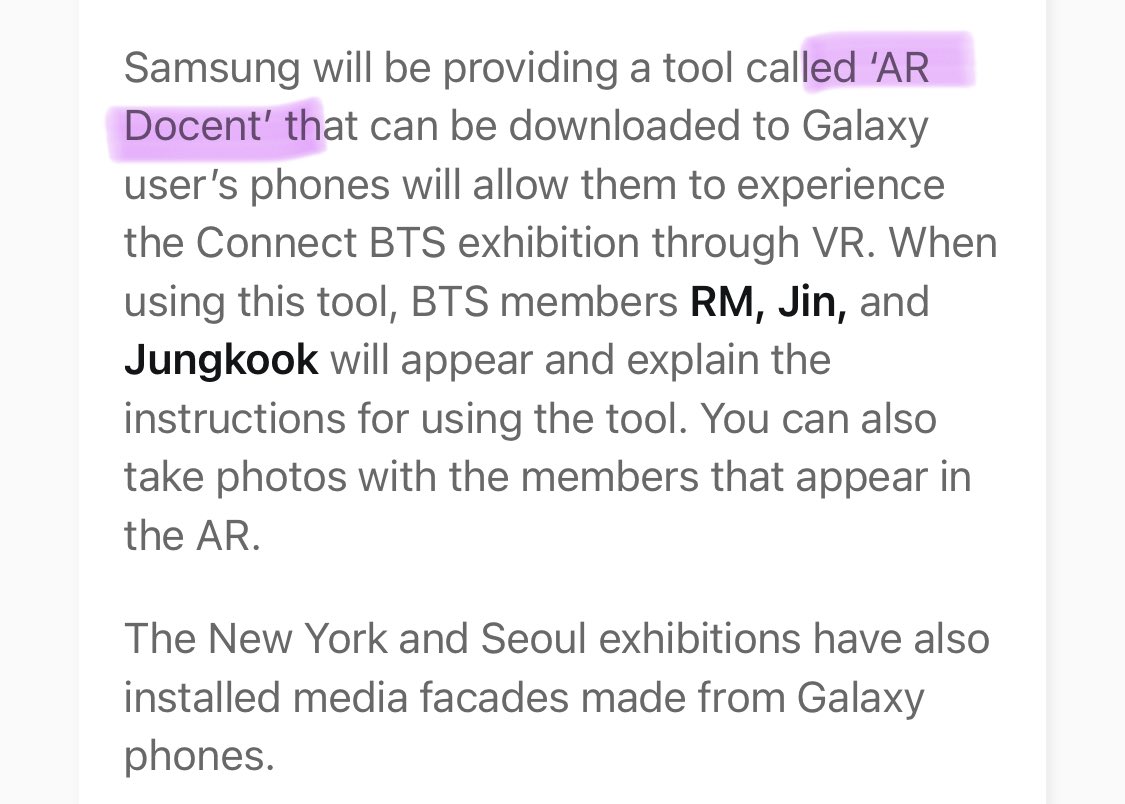 samsung partnered with bts in feb 2020 collaborated for connect bts.. your argument that it was in hobi’s phone and suddenly hobi got himself a samsung in 2 days between the day their partnership revealed and them visiting the nyc exhibition..