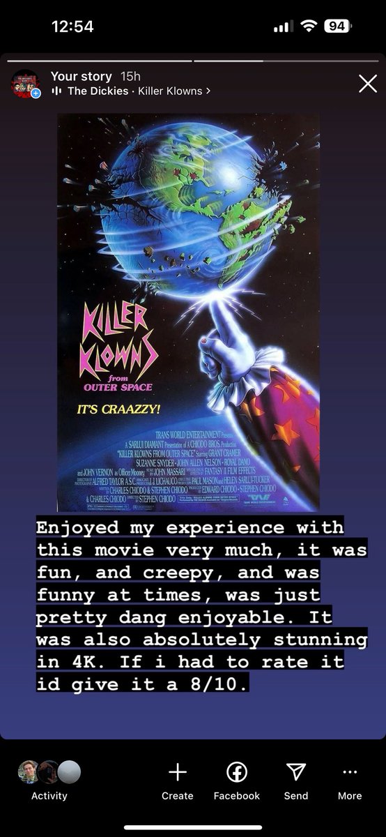 Watched #KillerKlownsFromOuterSpace last night for the first time, really enjoyed it! Feel free to check out my instagram #the_uncanny_rays #horror #horrorfam #HorrorCommunity #movie #movies #film #flick #horrormoviereview #moviereview #shoutfactory #screamfactory #horrorjunkie