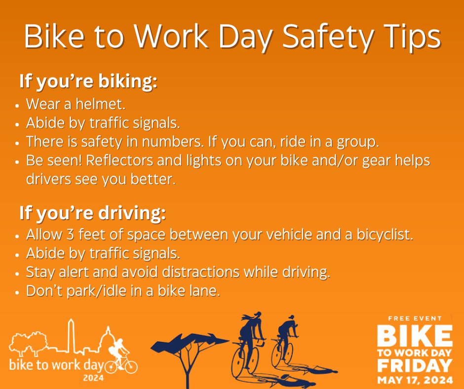 Tomorrow is @BikeToWorkDay ! ACPD is reminding cyclists and drivers alike to travel with caution and to share the road to ensure everyone gets to their destination safely. For more information on Bike to Work Day, visit biketoworkmetrodc.org