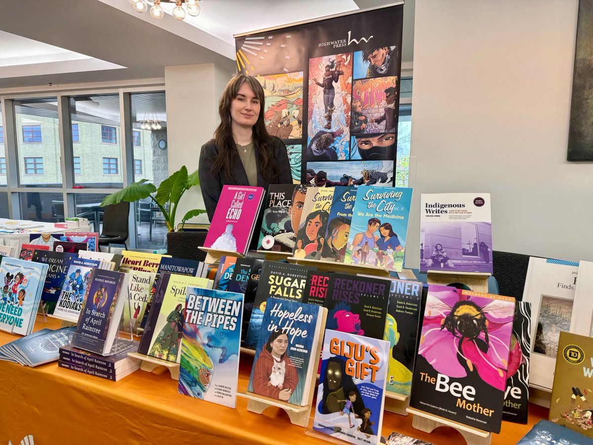 PortageMainPres's tweet image. Come check out our display at the @IndigenousLsa gathering! We’ll be here from today until the 18th. We can’t wait to see you (and your book bags!) 😊  #ILSA2024 #HighWaterPress #indigenousbooks