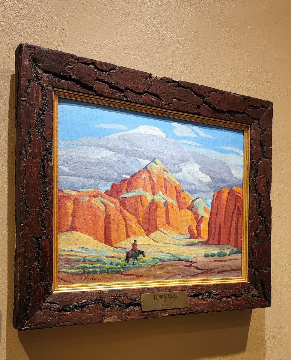 Happy birthday to Oscar Jacobson! He painted over 500 pieces over the course of his career. You can see this piece 'Byzantine Rocks' in room 1 of the Museum. #artistbirthday #oklahomaartists