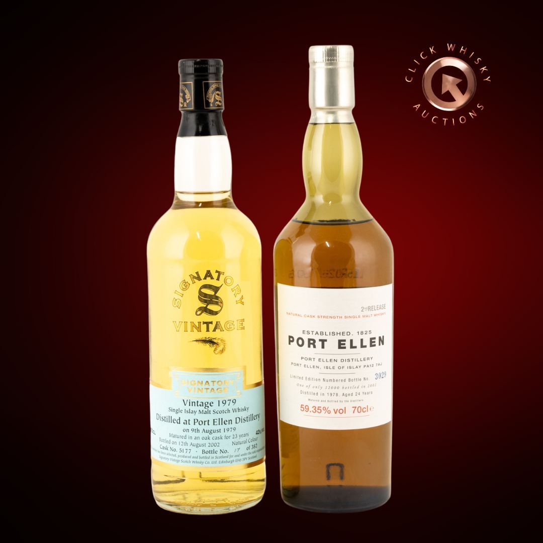 Two stunning Port Ellen bottlings in this month's auction. Check them out at buff.ly/3jYuu8O #clickwhisky #portellen #malt #whisky #signatory #whiskylover #whiskycollector #whiskyauction #clickwhiskyauctioons