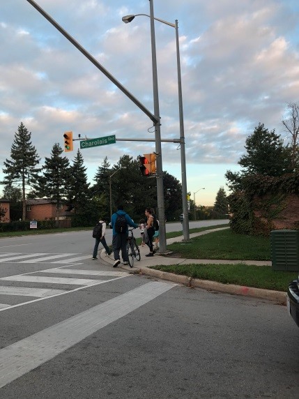 When crossing intersections, stop before entering the roadway, push the pedestrian button when available, and wait for the pedestrian walk signal. Look in all directions before crossing and cross safely when the road is clear. #CRSW2024 #PedestrianSafety