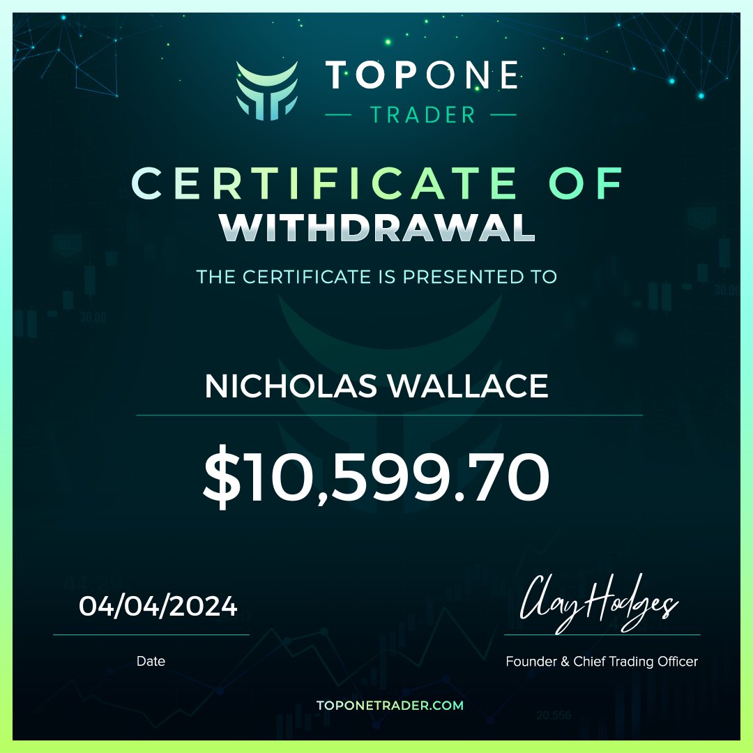 Congratulations to Nicholas Wallace with a payout of $10,599.70💰📈‼️ Who's next?! We have the most simple, generous, and easy to follow trading programs in the entire prop firm space. ✅One phase challenge ✅Biweekly payouts