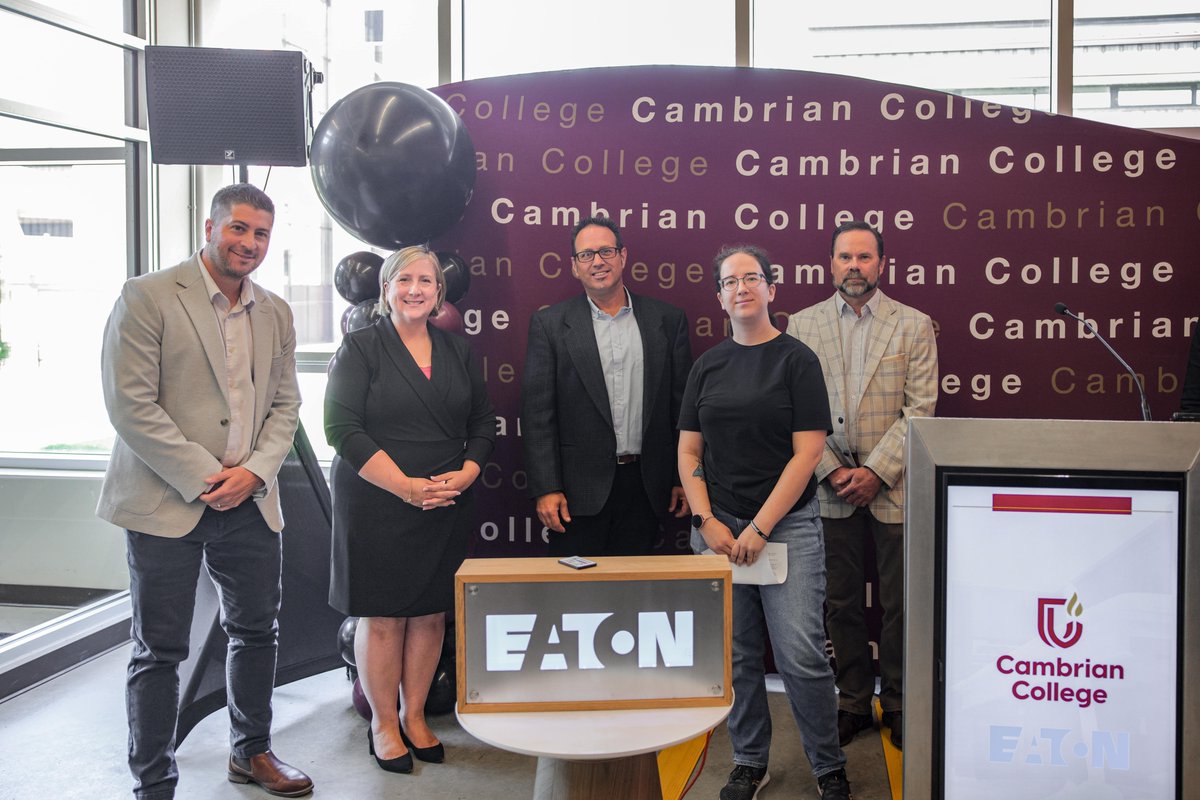 Today, we proudly celebrated @eatoncorp for the outstanding support they have provided our students for over a decade by renaming our primary Electrical Engineering lab the 'Eaton Electrical Lab'. 👏👏 👏 Learn more: tinyurl.com/yey48jhm #CambrianCollege #Partnerships