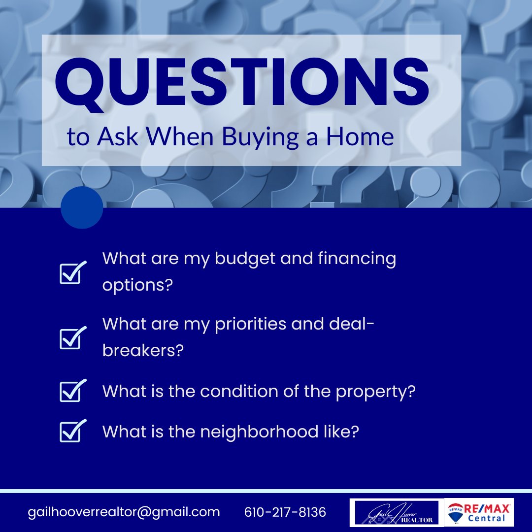 When purchasing a new home, it's crucial to ask the right questions to ensure you're making an informed decision. Here are some questions to consider.

#LehighValleyRealtor #LehighValley #PA