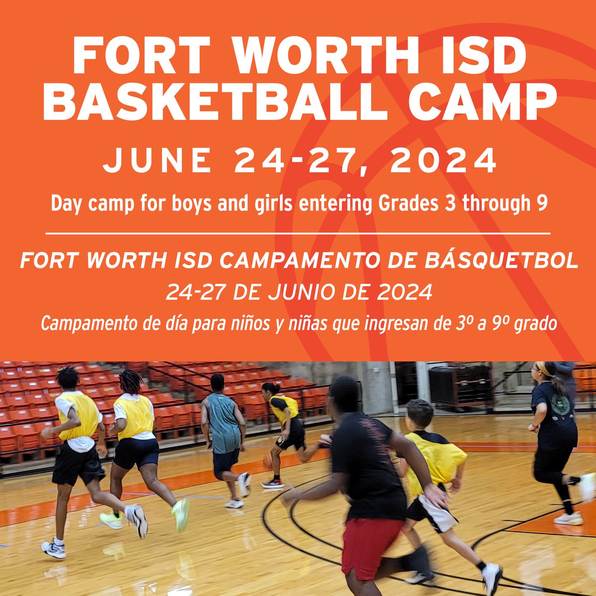 Summer is right around the corner! Register today to secure your spot at FWISD basketball camp June 24-27! Limited spots are available. More information: fwisd.org/basketballcamp