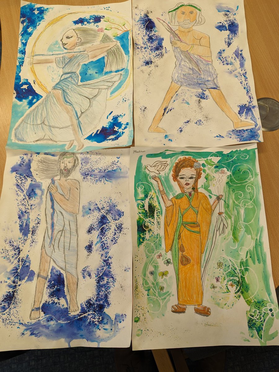 Art and History collide in Y5 with these incredible Greek Gods from some of our children. The children chose a god, used their knowledge to define how they might look, dress and act; studied the body positions they wanted to show; and then put the three things together here! Wow!