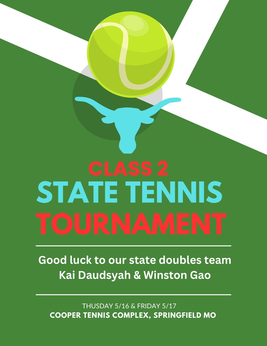 Good Luck to Kai Daudsyah & Winston Gao in the Class 2 State tennis tournament. GO HORNS!!