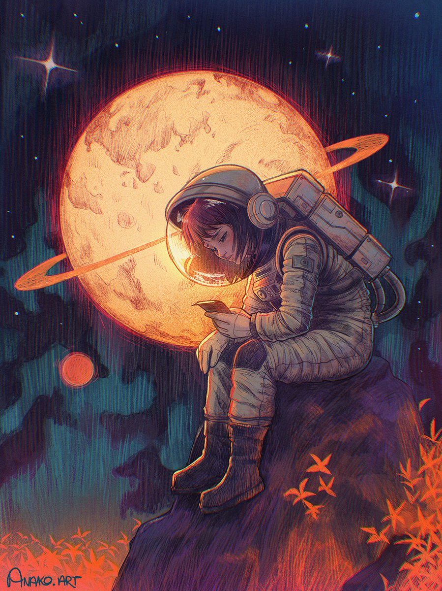 ⭐🪐 Reminiscence 🪐⭐
The idea for this drawing has lived in my head for many years, but I'd always chicken out that I couldn't draw it well enough. I still think I can't, but if not now, I'd probably never do it. Done in Procreate. #procreateart #scifi #ipaddrawing #space