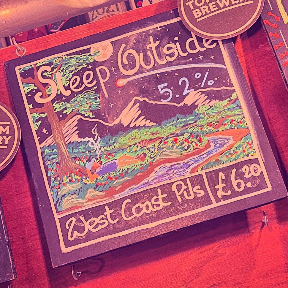 New beer on the taps tonight! - ‘Sleep Outside’ - West Coast Pilsner - 5.2% - Dryhopped with Simcoe, Centennial &amp; Mosaic.
.
We thought it was about time that we had a go at brewing WC Pils. Come and have a sup and let us know what you think!
.
🍻