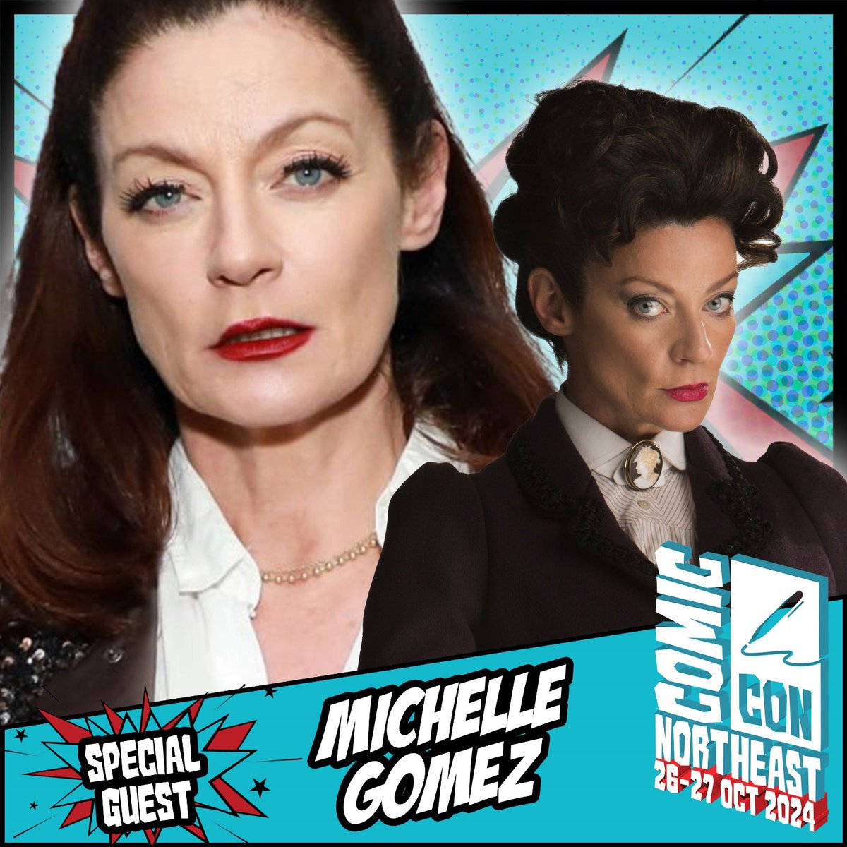 Comic Con North East welcomes Michelle Gomez, known for projects such as Doctor Who, Chilling Adventures of Sabrina, Bad Education, and many more. Appearing 26-27 October! Tickets: comicconventionnortheast.co.uk