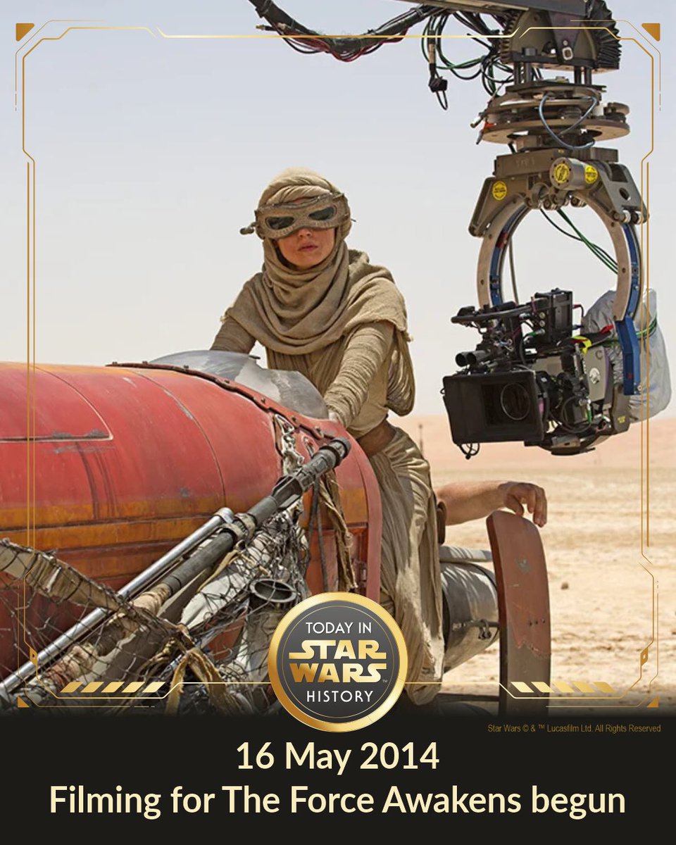 16 May 2014 #TodayinStarWarsHistory Production begins on Star Wars: Episode VII The Force Awakens at London's Pinewood Studios. #TheForceAwakens #Released