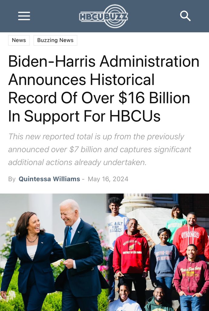 .@HBCUBuzz EXCLUSIVE: After @POTUS met this morning with Brown v. Board plaintiffs and their families, the Biden-Harris Administration announced breaking its own record for historic support for HBCUs — incubators for future generations of Black leaders.