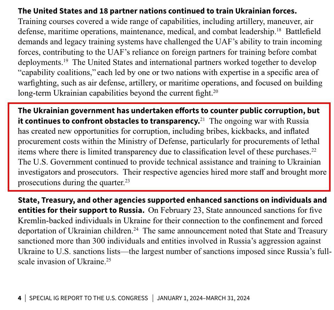 Corruption in Ukraine remains one of the highest in Europe, says Pentagon Inspector General Robert Storch in a report to the US Congress. According to him, bribes and kickbacks are practiced, and the Ministry of Defense inflates prices during purchases. “Perceptions of