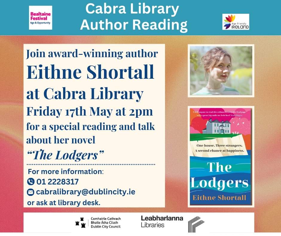 FREE FREE FREE author event in Cabra library tomorrow afternoon with the fabulous Eithne Shortall @dubcilib @DubCityCouncil @ShelfSiobhan @chaptersbooks @DublinLitAward @JackieLynam @