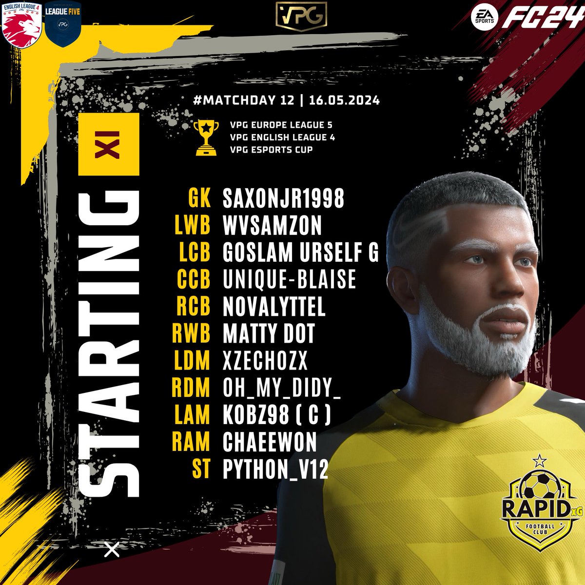 FCRapidxG's tweet photo. ๐I MATCHDAY! @OfficialVPG
Here's our fixture list and lineup for tonight's @VPGEurope & @VPGUK games.
โฐ๏ธ 8:00PM
๐ Home
๐๏ธ Sheffield Monday
โฐ๏ธ 8:45PM
๐ Home
๐๏ธ The Separatists
โฐ๏ธ 9:15PM
๐ซ Away
๐๏ธ Monstarz
8PM Live ๐ฌ๐ฟ
https://t.co/FUGwJMGy5f
#LOCKINN ๐ https://t.co/R4IauZkUEd