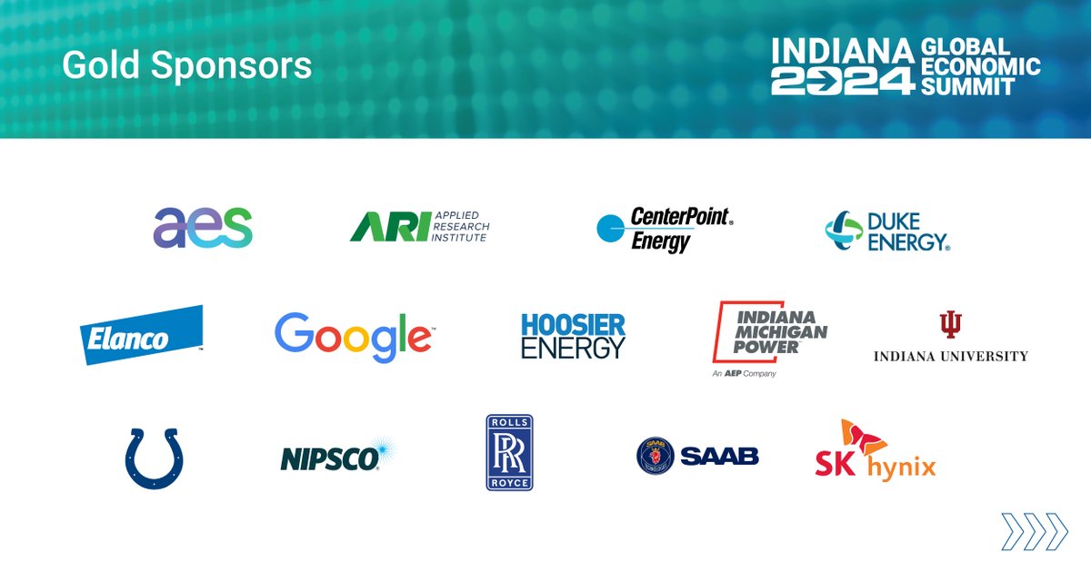 The 2024 Indiana Global Economic Summit kicks off in just seven days! Thank you to our Gold Sponsors for making this possible. Their support is making meaningful global discussions possible right here in Indiana. #INGlobalSummit @Colts @NIPSCO @IndianaUniv @IN_MI_Power