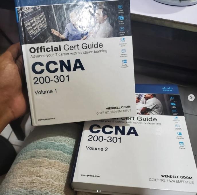 When we asked you guys to share pics of your #CiscoCert handbooks, Yvan Karma shared this: “Not big, only the ones I need.” Hey, nothing wrong with that 😉 Check out our 3-course #CCNA series designed to prepare you for entry-level #networking job! cs.co/6017drFol