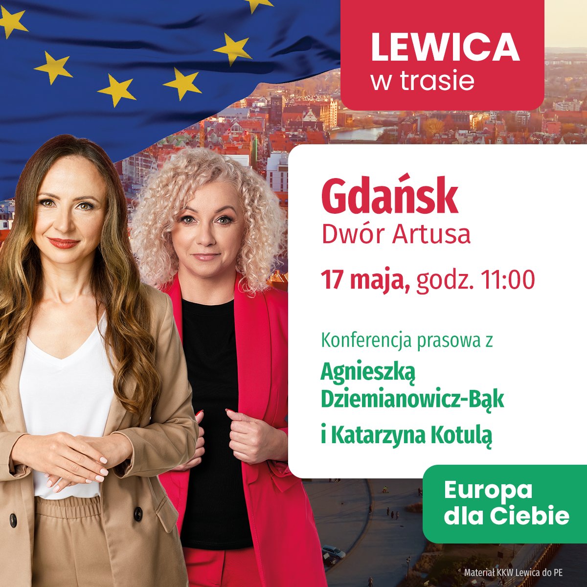 Już jutro spotkajmy się w Gdańsku! 🌊 📣 Wspólnie z ministrami @AgaBak i @KotulaKat zapraszamy Was o 11:00 pod Dwór Artusa! Do zobaczenia! 👋🏻 #EuropaDlaCiebie #LewicaWMediach