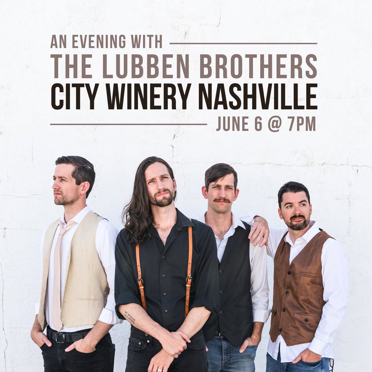 Our Nashville debut is coming up and we are stoked 🔥 Can't wait to see you at @CityWineryNSH!

#thelubbenbrothers #nashville #musiccity #nashvilletn #folkypop #popfolk #folkrock #folkband