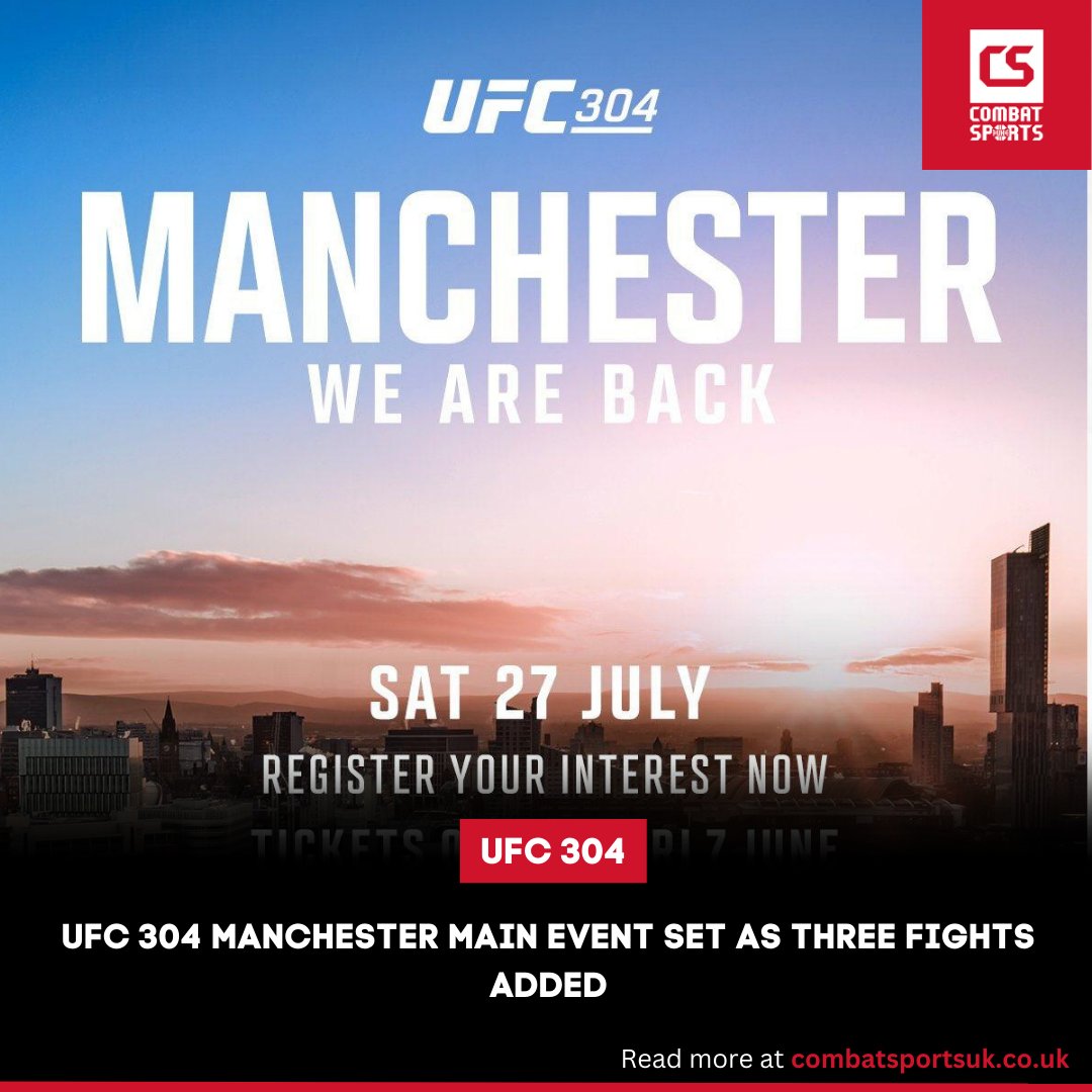 UFC 304 Manchester Main Event Set as Three Fights Added 🔥 #UFC304 What do you make of the fights? 🤔 Read more below ⬇️ combatsportsuk.co.uk/ufc-304-manche…