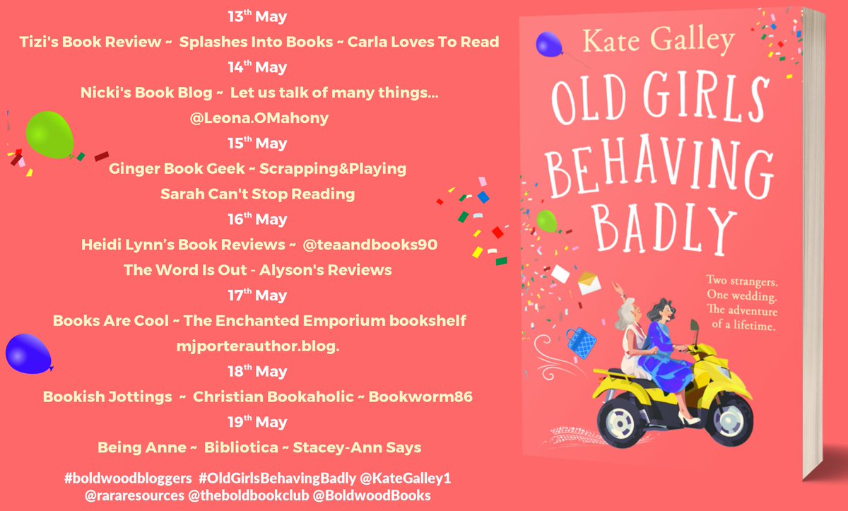 Today I am on the Blog Tour for Old Girls Behaving Badly by @KateGalley1, published by @BoldwoodBooks @rararesources A hugely humorous charming and highly engrossing story featuring two incredibly likeable sleuths on a mission at a wedding. Full review on facebook.com/TheWordIsNowOut