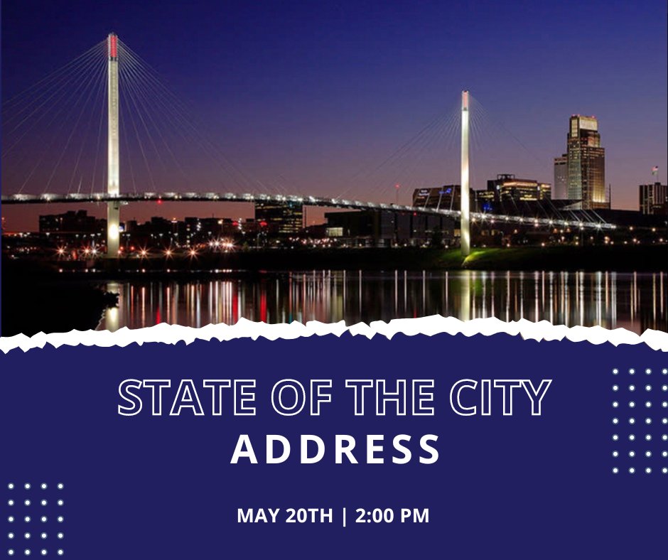 On May 20th, I'll be hosting the 2024 State of the City Address, where I'll highlight our city's achievements and discuss our future momentum. Catch the livestream on my Jean Stothert for Omaha Facebook channel.