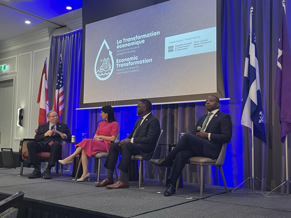 Great conversation on economic transformation of the Great Lakes St. Lawrence Seaway between the U.S. ambassador to Canada and the mayors of Montreal, Chicago and Milwaukee. 
<a href="/usconsmontreal/">USConsulate Montréal</a> <a href="/GLSLcities/">Great Lakes and St. Lawrence Cities Initiative</a> #Milwaukee #Chicago #greeneconomy