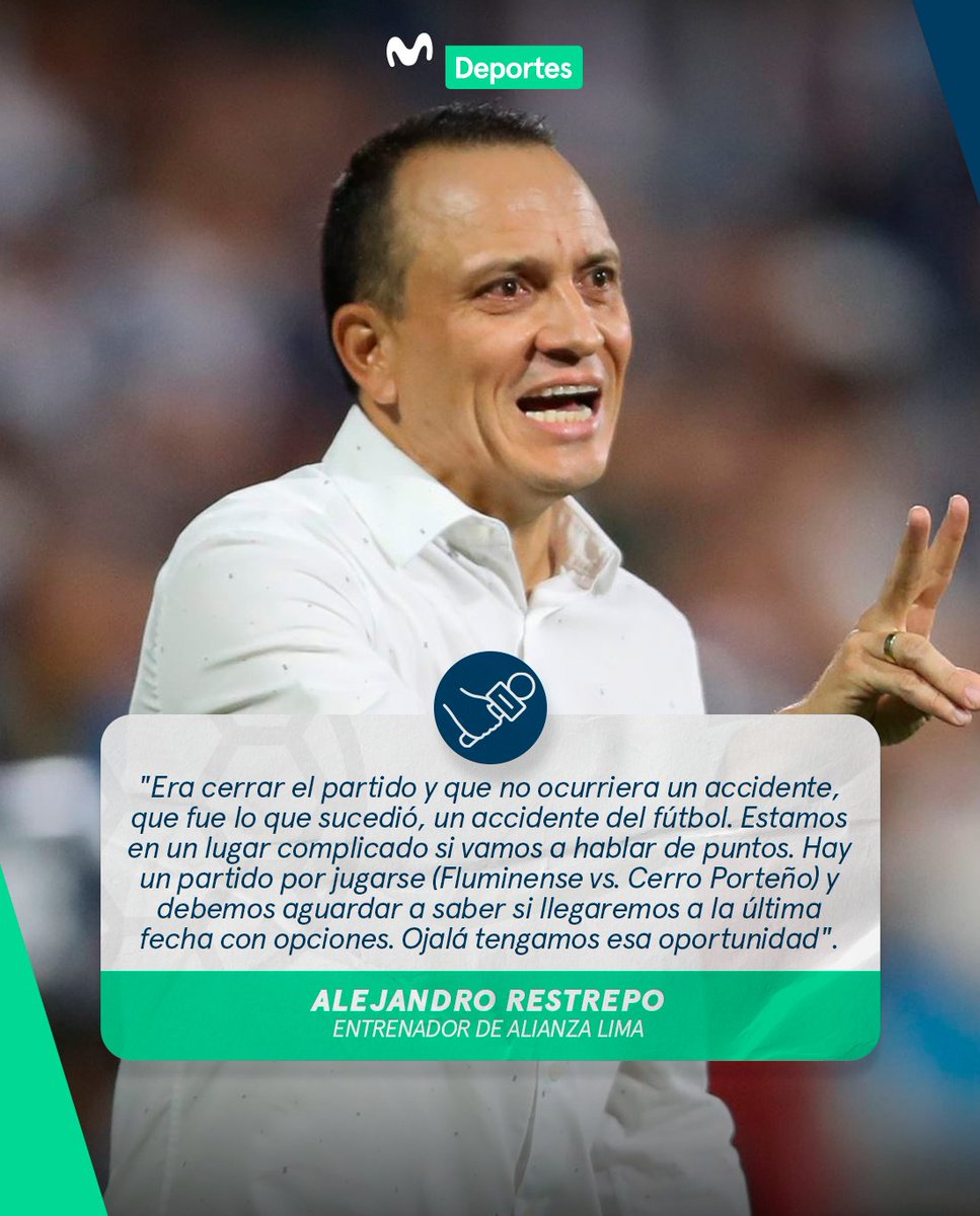🗣️ '𝗘𝗹 𝗲𝗺𝗽𝗮𝘁𝗲 𝗳𝘂𝗲 𝘂𝗻 𝗮𝗰𝗰𝗶𝗱𝗲𝗻𝘁𝗲. 𝗛𝗶𝗰𝗶𝗺𝗼𝘀 𝘂𝗻 𝗽𝗮𝗿𝘁𝗶𝗱𝗼 𝗱𝗲 𝗻𝘂𝗲𝘃𝗲 𝘀𝗼𝗯𝗿𝗲 𝗱𝗶𝗲𝘇 𝗽𝘂𝗻𝘁𝗼𝘀'. Alejandro Restrepo se mostró optimista para la última fecha de la Copa Libertadores y destacó la actuación de sus jugadores ante Colo Colo.