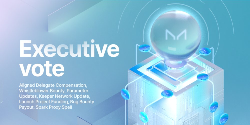 A new Executive Vote is live on the Maker Governance portal. 🗳️ vote.makerdao.com/executive/temp… MKR holders and delegates can use their voting power to implement the changes listed below if they support them. If this executive proposal passes, the following actions will be deployed