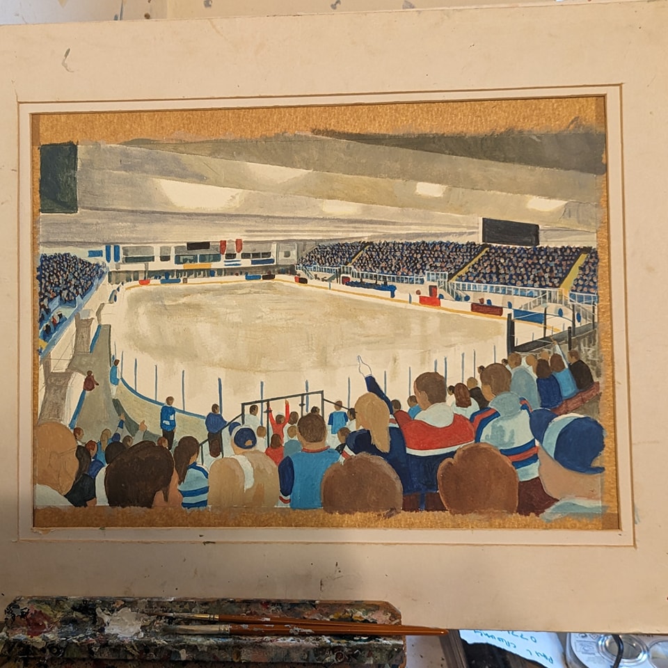 hi <a href="/GarriganCraig/">craig garrigan</a> <a href="/mcchief14/">Andrew McArtney</a> <a href="/Kris_Inglis11/">Kris Inglis</a> todays progress on my new painting of #dundeestars #dundeeicearena ,prints will be available soon along with original RT's appreciated