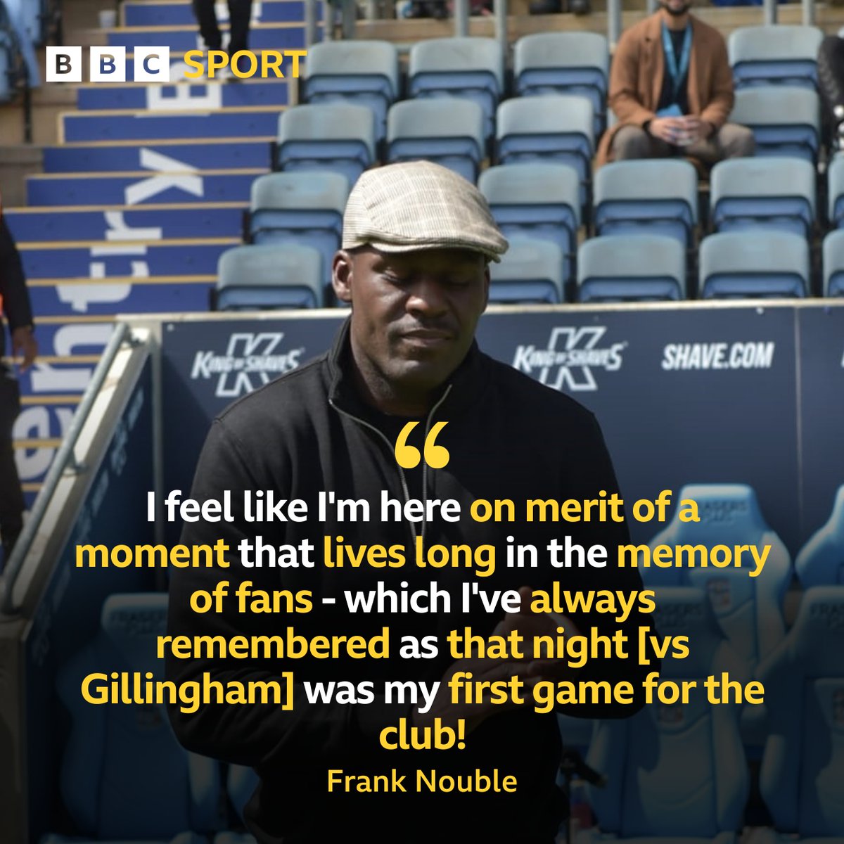 Former @Coventry_City centre-forward Frank Nouble chatted to @RobGurneyOnAir on Legends Day regarding his ICONIC debut for the Sky Blues! 🤩 🎙️: bbc.in/3QLEHlS #PUSB #SkyBlues 🔵