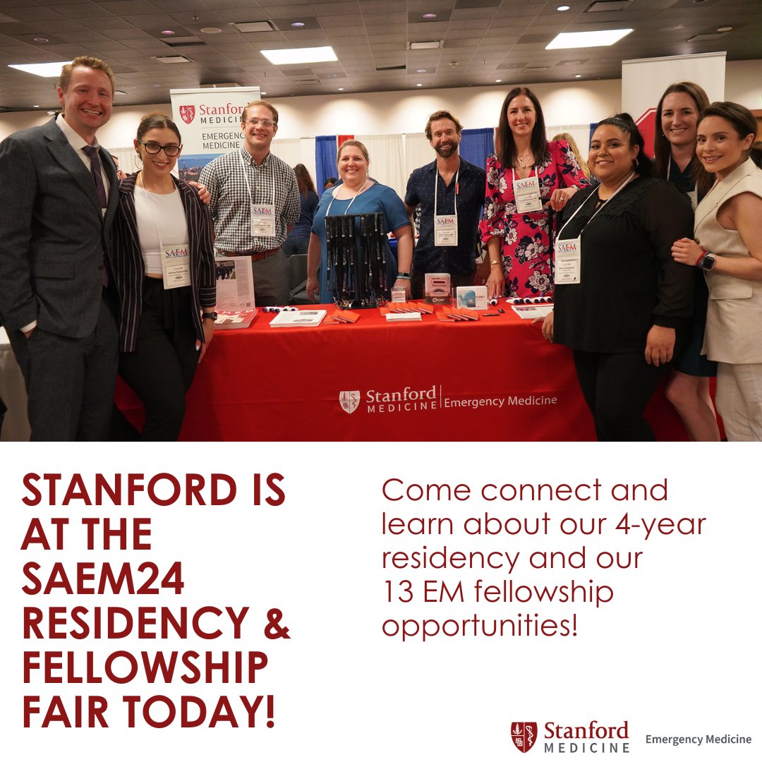 Join our residency and fellowship teams at today's #SAEM24 fair to learn more about training with @StanfordEMED!