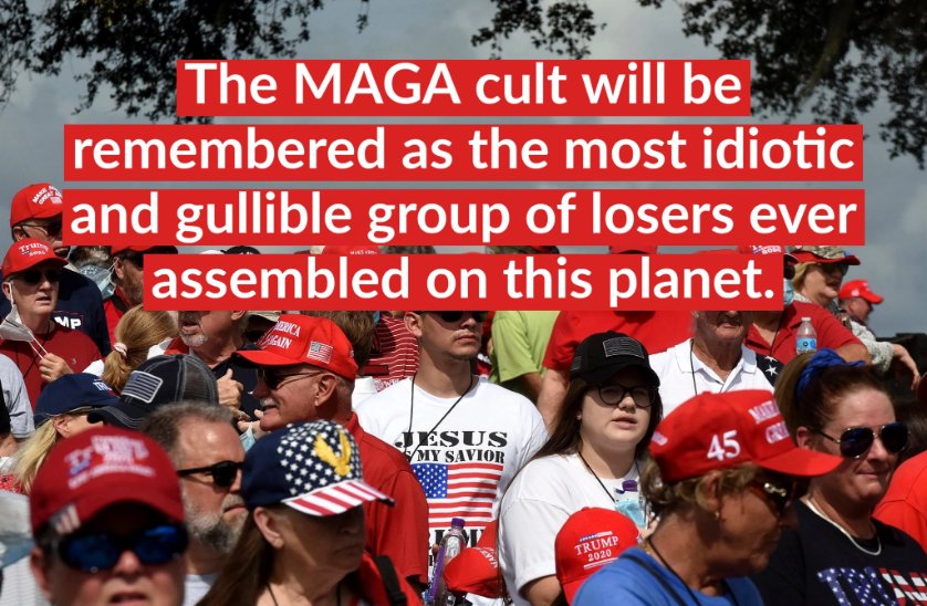 The MagaDumb CULT ...
I can just imagine the #HistoryBooks - explaining #AmericanNazis are the #ChristianNationalist which equals #WhiteNationalists.

KKK without the sheets, now they have hats & flags &t-shirts AND BIBLES!

#GTFOOH