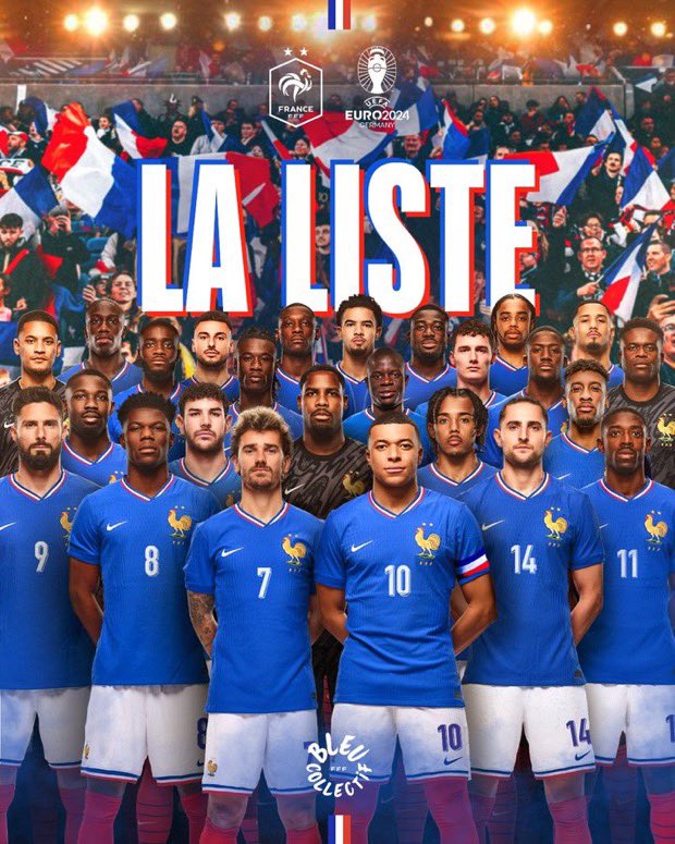 𝘽𝙍𝙀𝘼𝙆𝙄𝙉𝙂: The France squad for EURO 2024. 🇫🇷 

No Michael Olise.