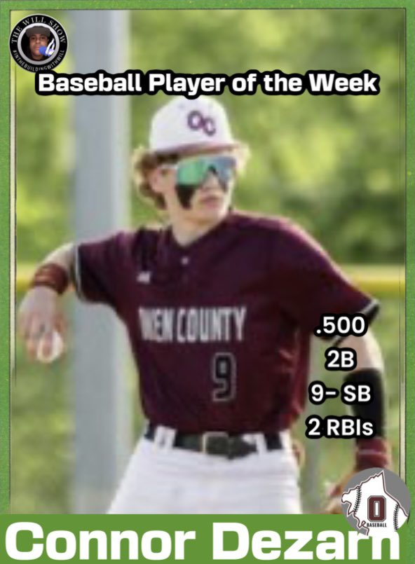 The Will Show’s Ky HS Baseball Player of the Week is @ConnorDezarn …Great Week … @Rebels_OCBA …. Congratulations!