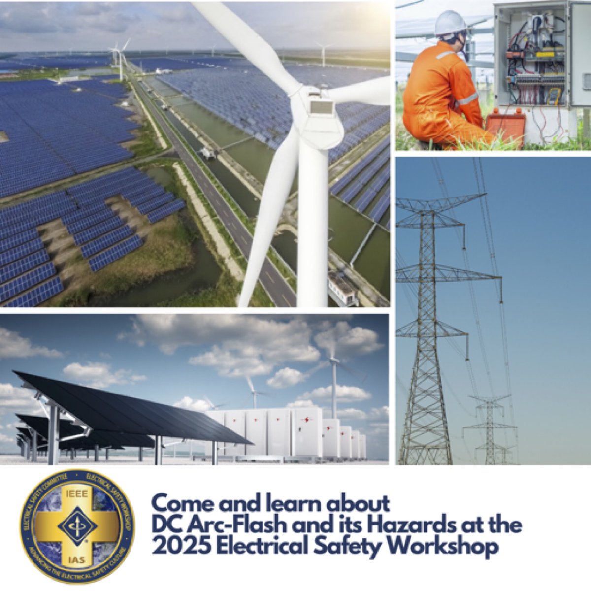 ElectricalSafeT's tweet image. If you're in the business of owning, operating, or even just have exposure to DC power systems—be it in photovoltaic arrays, battery storage systems, super capacitors, electric vehicles, or data centers—mark your calendars for ESW 2025. #electricalsafety, #ArcFlash