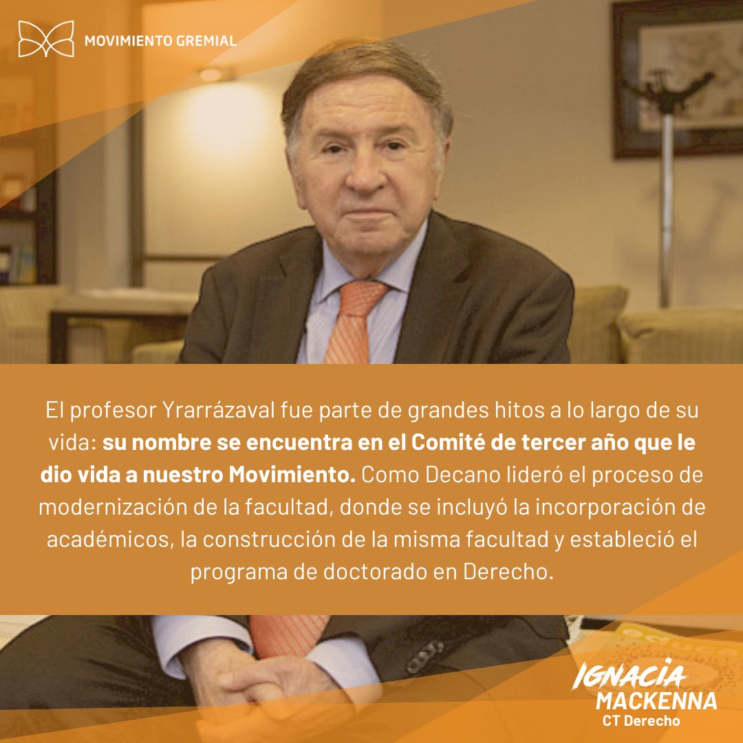 mguc's tweet image. Estamos muy felices de contar que el Edificio Derecho UC pasará a tener el nombre de uno de los fundadores de nuestro movimiento, Arturo Yrarrázaval Covarrubias. Esta es una tremenda muestra de gratitud para quien fue fundador del MG, ex alumno, profesor y decano de la facultad.