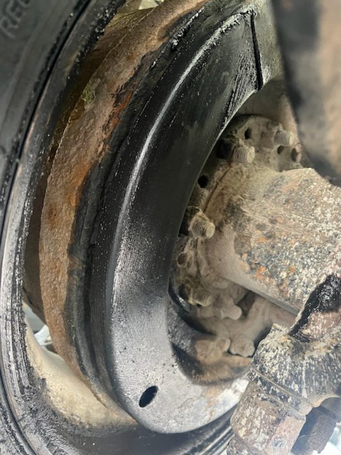 HRPS Milt HHills (@hrpsmilthh) on Twitter photo A leaking wheel seal on this dump truck led to brake drum contamination, impacting its friction surface thus reducing the stopping distance. Truck sidelined, multiple charges laid. #SafetyFirst #RoadSafetyWeek #1DRU <a href="/HRPSCMV/">HRPS - Commercial Motor Vehicle Unit</a> <a href="/_HaltonHills/">Town of Halton Hills</a>
^CM A leaking wheel seal on this dump truck led to brake drum contamination, impacting its friction surface thus reducing the stopping distance. Truck sidelined, multiple charges laid. #SafetyFirst #RoadSafetyWeek #1DRU <a href="/HRPSCMV/">HRPS - Commercial Motor Vehicle Unit</a> <a href="/_HaltonHills/">Town of Halton Hills</a>
^CM
