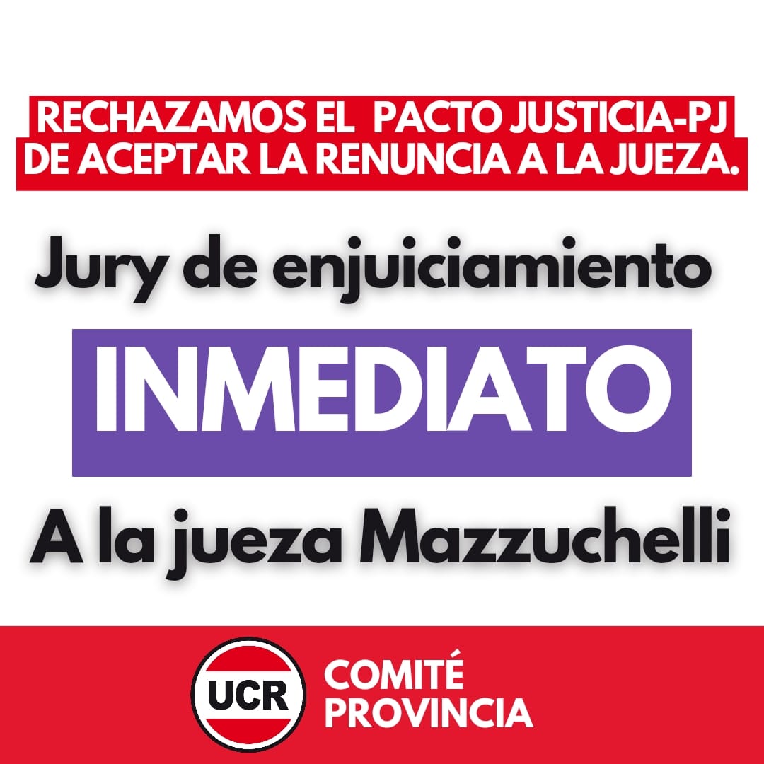 Instruimos a la diputada @kelinaRodriguez , única represente de la oposición en el Consejo de la Magistratura, a que "rechace en todos sus términos el pacto judicial/político de aceptar la renuncia, y se inicie el Jury de Enjuiciamiento a la jueza Abate de Mazzuchelli".