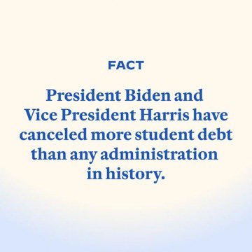 #VoteBlue #VoteBidenHarris #wtpBLUE WE THE PEOPLE wtp2345   President Biden and VP #KamalaHarris have canceled nearly $160 Billion of student loan debt for 4.6 Million people, and they have forgiven about $500 Million in medical debt for hundreds of thousands of Americans.   The