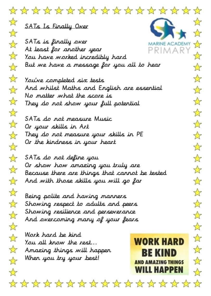 MarineAcademy's tweet photo. ‼️⭐️SUPERSTAR ALERT⭐️‼️ 
A huge well done to Year 6! Each morning they have come into school with immense positivity and we are super confident that their determination has shone through and we are already incredibly proud of their achievements! 🎉🥳 #SATs
@TedWraggTrust https://t.co/Jutx9cVpUB