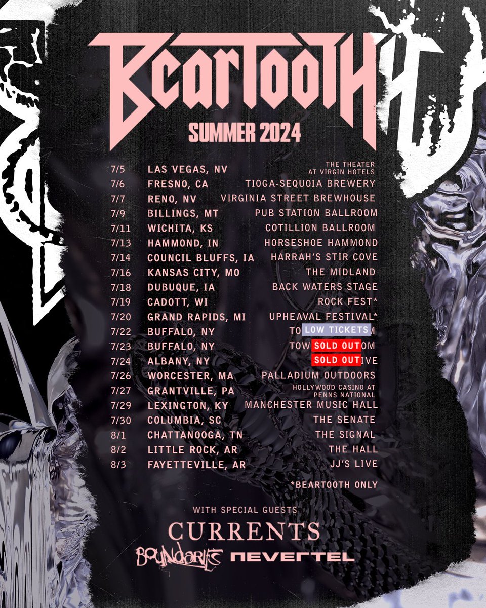 🎫 UPDATE 🎫: We are already SOLD OUT in Albany with the additional Buffalo show catching up as well! Get your tickets and VIP packages / upgrades ASAP. We will not be upgrading any rooms on this tour! 🔗: BeartoothTickets.com