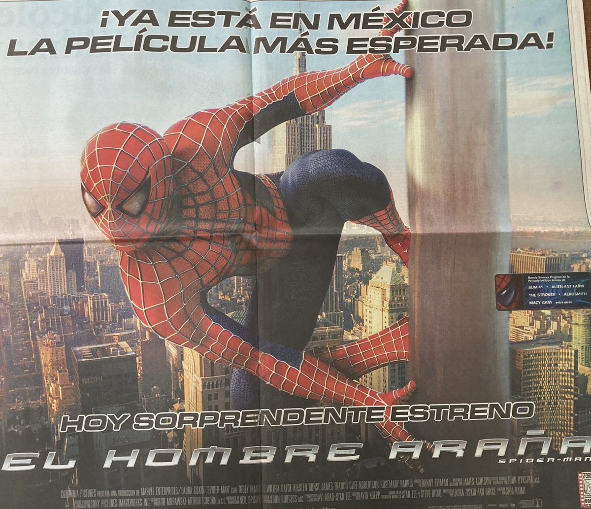 El 18 de mayo de 2002. se estrenó en los cines de México una de las películas más esperadas del año: El Hombre Araña. #PrimerasPlanas @El_Universal_Mx, 18 de mayo de 2006, Biblioteca-Hemeroteca Ignacio Cubas.